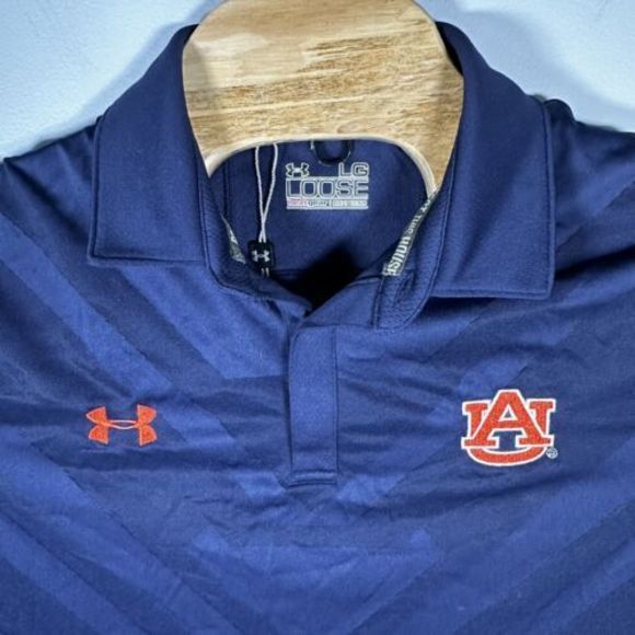 NEW Auburn Tigers Under Armour Polo Shirt Men Large Navy‎ Wicking War Eagle - Picture 1 of 5